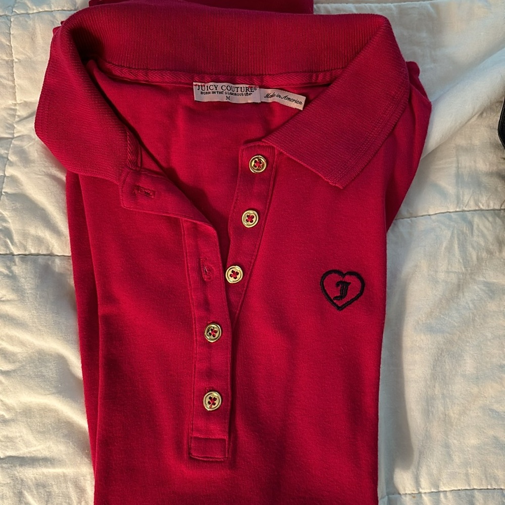 Juicy Couture puff sleeve Y2K slim polo tee shirt M - Picture 8 of 8